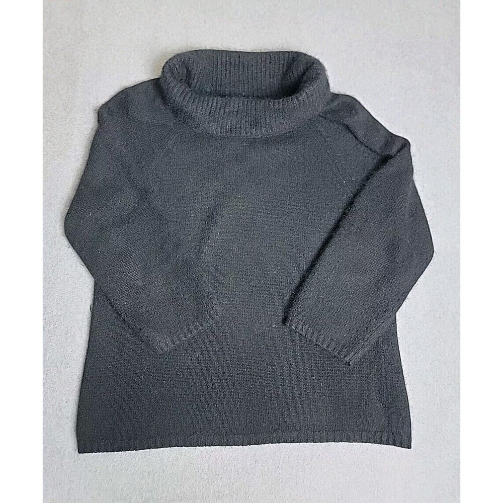 Rafaella Sweater‎ Women XL Black Angora Lambswool Cowl Neck Raglan Fuzzy Knit